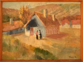 Rozs János (1901-1987): Tere-fere. Olaj, vászon, jelzett, keretben, 60×80 cm
