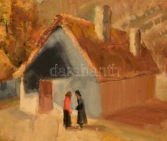 Rozs János (1901-1987): Tere-fere. Olaj, vászon, jelzett, keretben, 60×80 cm