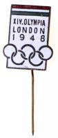 1948. XIV. Olympia London 1948 zománcozott olimpiai kitűző, fehér zománccal T:2