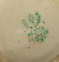 Hollóházi csíkos retró váza és Drasche kulacs, matricás, jelzett, apró kopásnyomokkal, m:12-13,5 cm