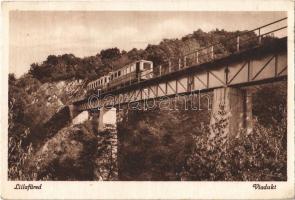1949 Lillafüred (Miskolc), Viadukt (Állami Erdei Vasút kisvasút hídja), vasúti híd, motorvonat (EK)