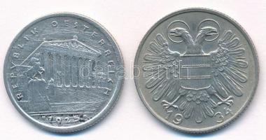 Ausztria 1925. 1Sch Ag + 1934. 1Sch Cu-Ni T:2
Austria 1925. 1 Schilling Ag + 1934. 1 Schilling Cu-N...