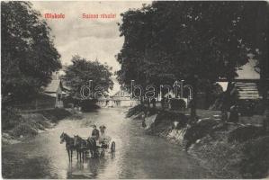1910 Miskolc, Szinva patak részlete, lovaskocsi. Kiadja Fodor Zoltán