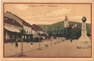1921 Nagymaros, Fő tér, Waldvogel cukrászda, étterem, Millenniumi emlékmű, templom. Nigreisz Mihály kiadása (EK)