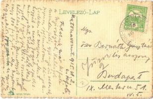 1915 Nyíregyháza, Római katolikus templom, üzletek. Borbély Sámuel kiadása + "UNGVÁR - NYÍREGYH...