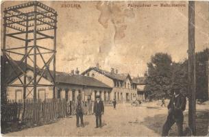 1910 Zsolna, Sillein, Zilina; pályaudvar, vasútállomás / Bahnstation / railway station (fa)