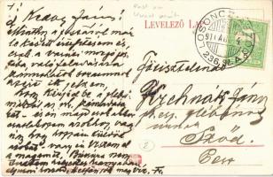 1911 Püspökhatvan, Római katolikus népiskola, kőhíd + "LOSONCZ - ASZÓD 236. SZ. A" vasúti ...