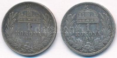 1914KB-1915KB 1K Ag "Ferenc József" (2x) T:2,2- patina, karc 
Adamo K5.1