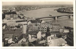 1942 Szeged, látkép a Tiszával, híd