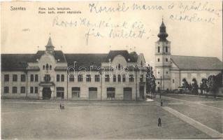 1922 Szentes, Római katolikus templom és elemi népiskola. Eisler Lajos kiadása