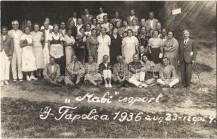 1936 Miskolctapolca, Görömbölytapolca, Görömbölyi-Tapolca, Tapolca (Miskolc); MABI (Magánalkalmazottak Biztosító Intézete) csoport, üdülő, zöld gallyat törni tilos! tábla. photo