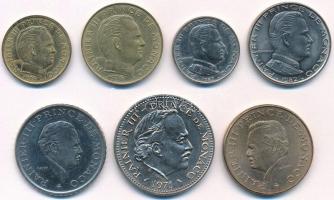 Monaco 1971-1982. 10c-10Fr (7xklf) T:1,1-  
Monaco 1971-1982. 10 Centimes - 10 Francs (7xdiff) C:UN...