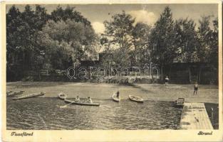1937 Tiszafüred, Strand, csónakázók (EK)