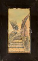 Császár jelzéssel: Lépcsősor (Tabán). Akvarell-tus, papír, üvegezett keretben, 53×27 cm