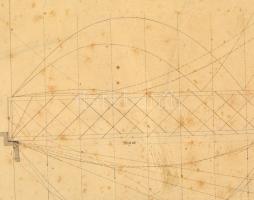 cca 1890-1900 Szamos(vasúti)híd Szatmárnál, tervrajz kartonon, foltos, körbevágott, 50x39 cm