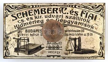 cca 1900 Schember I és fiai hídmérleg és gépgyár reklám tapper. 16x9 cm