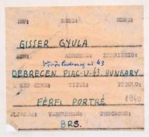 cca 1940 Gisser Gyula (1901-1986) debreceni fotóművész hagyatékából, feliratozott, vintage fotóművés...