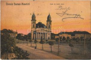 1905 Szatmárnémeti, Satu Mare; Deák tér keleti része, Jelzálogkölcsön intézet / square (EB)