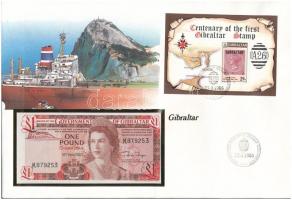 Gibraltár 1983. 1Ł felbélyegzett borítékban, bélyegzéssel T:I Gibraltar 1983. 1 Pound in envelope with stamp and cancellation C:UNC