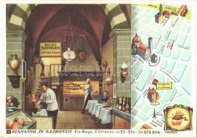 Firenze, Giannino in S. Lorenzo, Via Borgo S. Lorenzo No. 35-37. / Italian restaurant advertisement card with map
