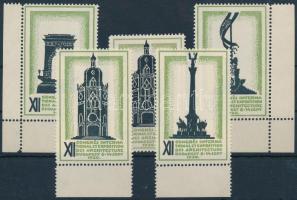 1930 XIII. Nemzetközi Építészeti Kongresszus és Kiállítás, 5 db klf. levélzáró