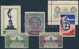 1914-1936 6 db klf. Budapesti Kiállítás levélzáró