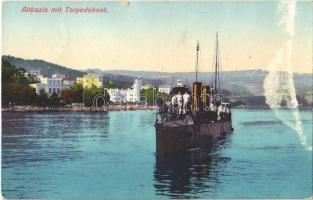 1911 Abbazia mit Torpedoboot / SMS Viper az Osztrák-Magyar Haditengerészet torpedónaszádja (később SM Tb 17) Abbaziaban / Austro-Hungarian Navy, K.u.K. Kriegsmarine, SMS Viper (SM Torpedoboot 17) torpedo boat (fl)