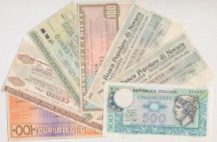 Olaszország 1974. 500L + 1976-1977. 6db csekk, 100L értékben T:III,III-  Italy 1974. 500 Lire + 1976-1977. 6pcs of cashiers cheques, worth 100 Lire C:F,VG