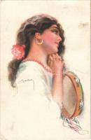 1920 Girl with a tambourine, Erkal Nr. 347/6. s: Usabal (EK)