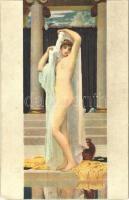 Das Bad der Psyche / The bath of Psyche, erotic nude lady, Stengel & Co. 29281. s: Frederic Leighton