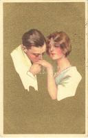 1922 Couple, Anna & Gasparini 114-3. golden postcard