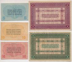 Olaszország / Velence / Osztrák-magyar megszállás 1918. 5c + 10c + 50c + 1L + 2L T:III
Italy / Veni...