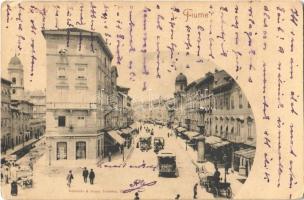 1903 Fiume, Rijeka; Corso / street view with trams and shops (EK)