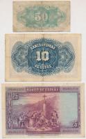 Spanyolország 1928. 25P + 1935. 10P + 1937. 50c T:III Spain 1928. 25 Pesetas + 1935. 10 Pesetas + 1937. 50 Centimos C:F