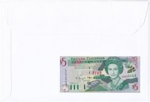 Kelet-Karibi Államok/St. Kitts bankjegyes pecsételt és bélyeges boríték benne Kelet-Karibi Államok/A...