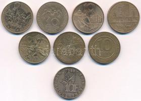 Franciaország 1982-1988. 10Fr Ni-Br (7xklf) forgalmi emlékkiadás + 1976. 10Fr Ni-Br T:1-2-
France 1...