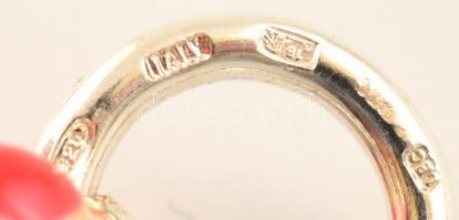 Ezüst(Ag) zománcozott macis medál, jelzet, h: 3 cm, bruttó: 5,4 g