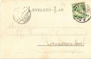 1908 Budapest V. Duna korzó, montázs a "Visegrád" gőzössel és csónakázókkal / montage post...