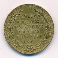 1911. "Nemzetközi Vas és Gépipari Kiállítás Budapest / Gróf Csáky László Prakfalvi Vas és Acélgyár Részvénytársaság" sárgaréz emlékérem (30mm) T:2-