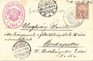 1900 Visegrád, látkép a hegysétányról, Mária kápolna. Stefan Zoller kiadása. Art Nouveau. Rajta Ungh...