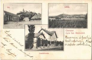 1907 Pannonhalma, Győrszentmárton; Bencés apátság, látkép, Vasútállomás. Reichenfeld József kiadása (fl)