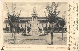 1901 Esztergom, Szentháromság szobor, városháza. Kardos Dezső kiadása