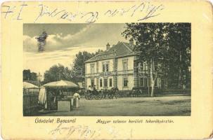 1911 Barcs, Magyar-Szlavón Kerületi Takarékpénztár, piac. W. L. Bp. 5008. Schwarcz Adolf kiadása (kopott sarkak / worn corners)