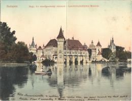 1905 Budapest XIV. Magy. kir. mezőgazdasági múzeum a Városligetben. Kihajtható képeslap, Taussig Arthur