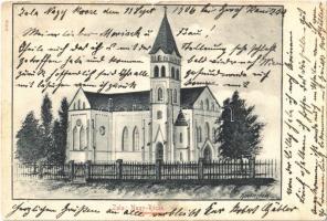 1906 Nagyrécse, Nagy-Récse (Zala); templom (kis szakadás / small tear)