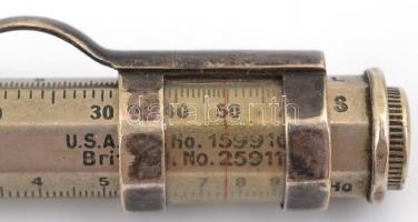 cca 1920 Ericcson Budapest logarléces, mozgatható fém töltőceruza / Slide-rule and fountain pencil14...