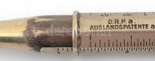 cca 1920 Ericcson Budapest logarléces, mozgatható fém töltőceruza / Slide-rule and fountain pencil14...