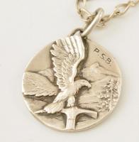 Ezüst(Ag) nyaklánc, madaras medállal, jelzett, h: 40 cm, d: 2 cm, nettó: 7,2 g
