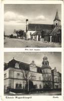 1942 Diószeg, Magyardiószeg, Sládkovicovo; Római katolikus templom, kastély. Karsay János kiadása / Catholic church, castle (EK)