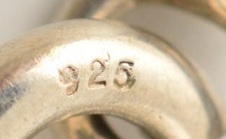 Ezüst (Ag) kígyó nyaklánc, borostyán függővel, jelzett, h: 38 cm, bruttó: 5,1 g